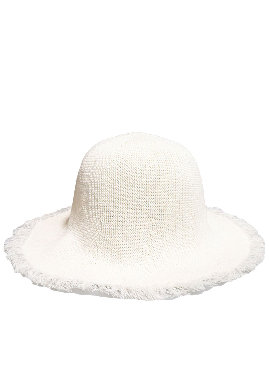 [unisex]LINEN FABRIC WHITE BUCKET HAT